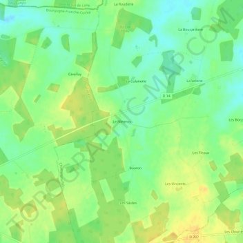 Topografische Karte Le Mineroy, Höhe, Relief