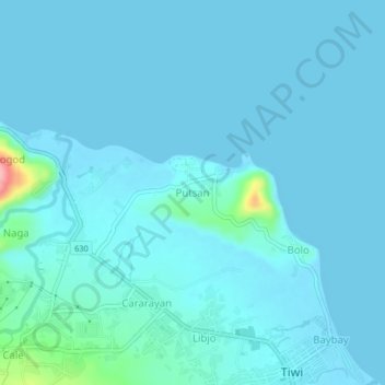 Topografische Karte Putsan, Höhe, Relief