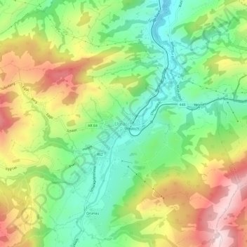 Topografische Karte Urnäsch, Höhe, Relief