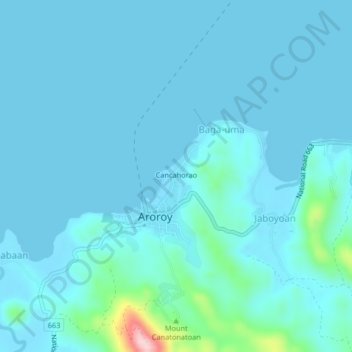 Topografische Karte Managanaga, Höhe, Relief