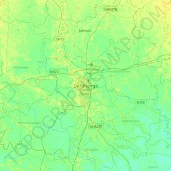 Topografische Karte Darbhanga, Höhe, Relief