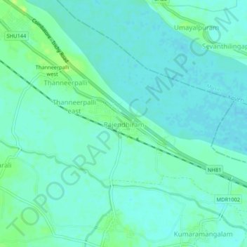 Topografische Karte Rajendhiram, Höhe, Relief