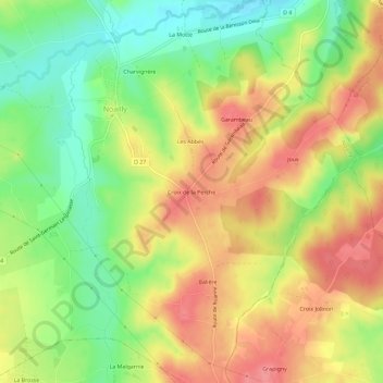 Topografische Karte Croix de la Perche, Höhe, Relief