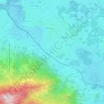 Topografische Karte Wank, Höhe, Relief