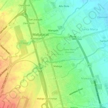 Topografische Karte San Francisco, Höhe, Relief