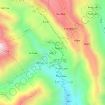 Topografische Karte Tagre, Höhe, Relief