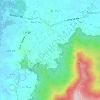 Topografische Karte Dy, Höhe, Relief