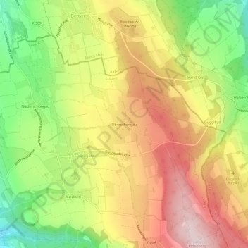 Topografische Karte Oberschongau, Höhe, Relief
