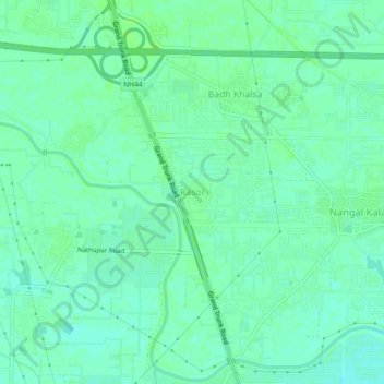 Topografische Karte Rasoi, Höhe, Relief