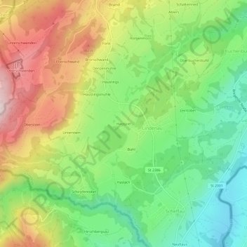 Topografische Karte Hagspiel, Höhe, Relief