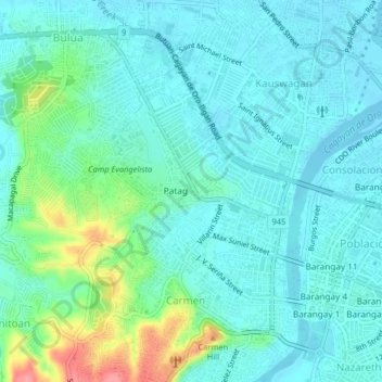 Topografische Karte Patag, Höhe, Relief