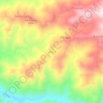 Topografische Karte Mejico, Höhe, Relief
