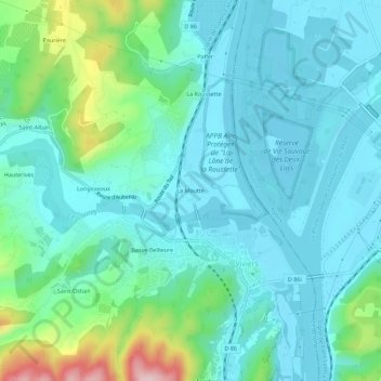 Topografische Karte La Moutte, Höhe, Relief