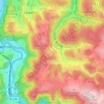 Topografische Karte Vorm Heu, Höhe, Relief