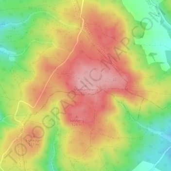 Topografische Karte Manhartsberg, Höhe, Relief