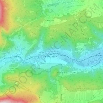 Topografische Karte Ober-Piesting, Höhe, Relief