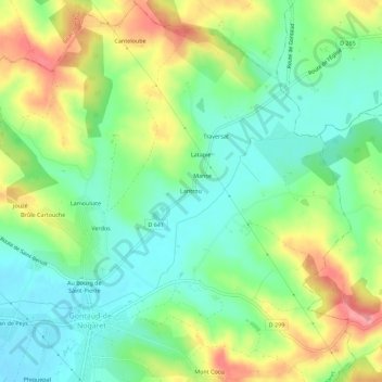Topografische Karte Lantrou, Höhe, Relief