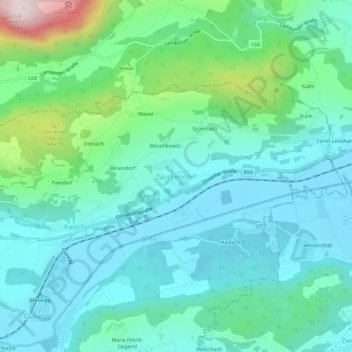 Topografische Karte Tauchendorf, Höhe, Relief