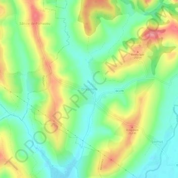 Topografische Karte Drăgoteni, Höhe, Relief