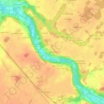Topografische Karte Chatilllon, Höhe, Relief