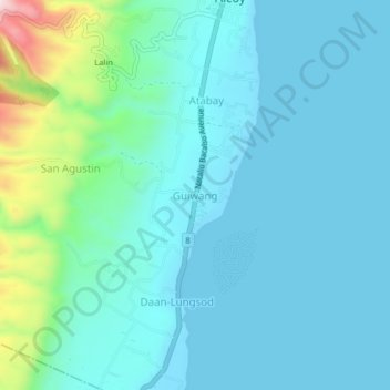 Topografische Karte Guiwang, Höhe, Relief