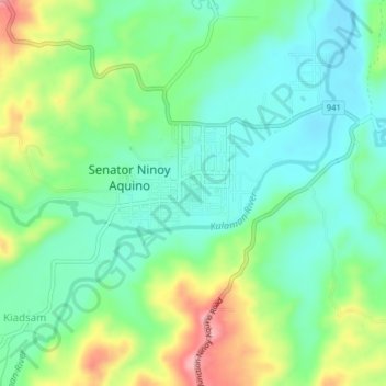 Topografische Karte Kulaman, Höhe, Relief