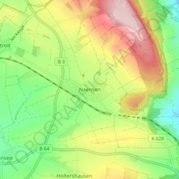 Topografische Karte Naensen, Höhe, Relief