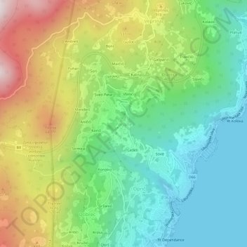 Topografische Karte Poljane, Höhe, Relief