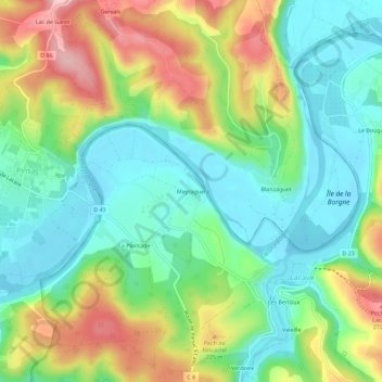 Topografische Karte Meyraguet, Höhe, Relief