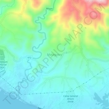 Topografische Karte Malagutay, Höhe, Relief