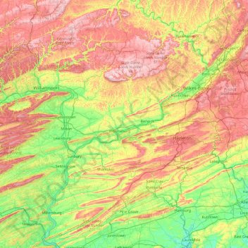 Topografische Karte Columbia, Höhe, Relief