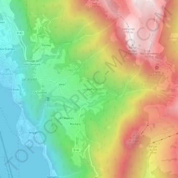 Topografische Karte La Sauffaz, Höhe, Relief