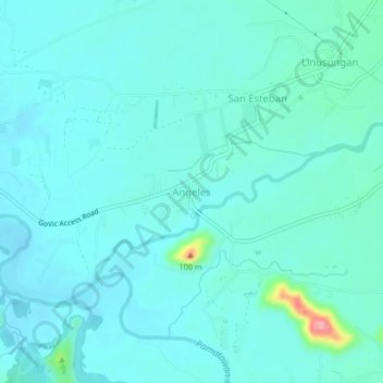 Topografische Karte Angeles, Höhe, Relief