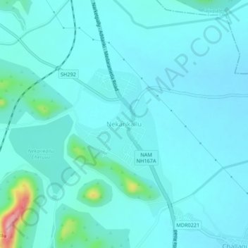 Topografische Karte Nekarikallu, Höhe, Relief