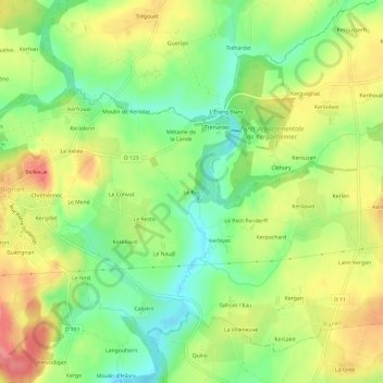 Topografische Karte Le Roc, Höhe, Relief