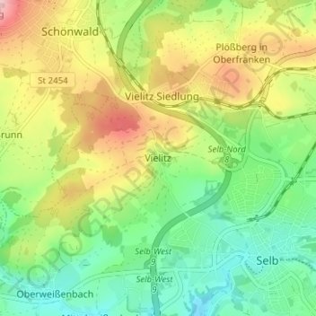 Topografische Karte Vielitz, Höhe, Relief