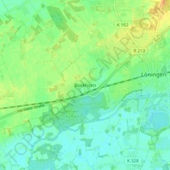 Topografische Karte Borkhorn, Höhe, Relief