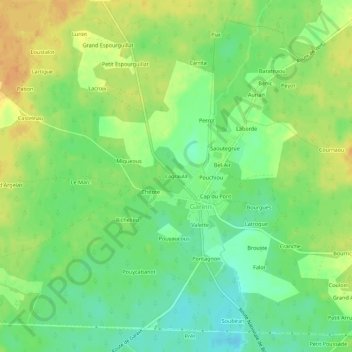 Topografische Karte Lagraula, Höhe, Relief