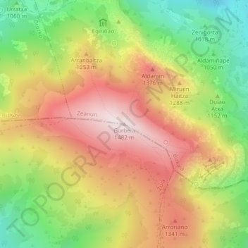 Topografische Karte Gorbea, Höhe, Relief