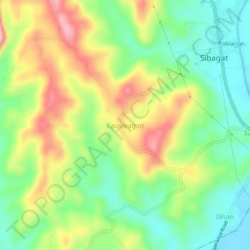 Topografische Karte Kauswagan, Höhe, Relief