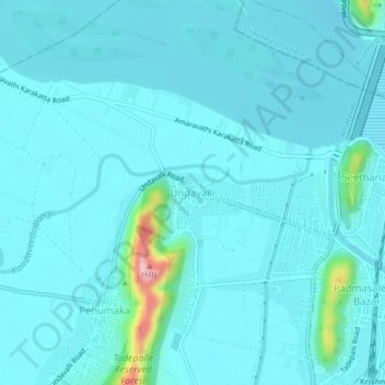 Topografische Karte Undavalli, Höhe, Relief