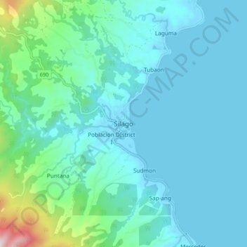 Topografische Karte Silago, Höhe, Relief