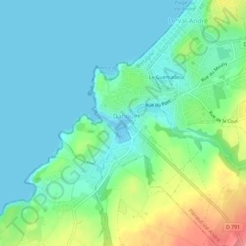 Topografische Karte Port de Dahouët, Höhe, Relief