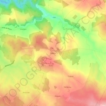 Topografische Karte Rigalou, Höhe, Relief