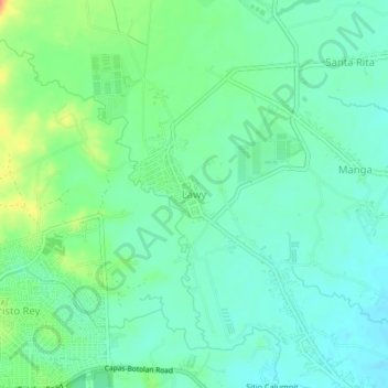 Topografische Karte Lawy, Höhe, Relief