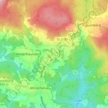Topografische Karte Branntweinhäuser, Höhe, Relief