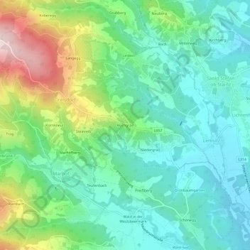 Topografische Karte Hochgrail, Höhe, Relief