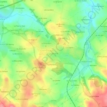 Topografische Karte La Tannerie, Höhe, Relief