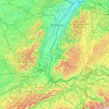 Topografische Karte Breisgau, Höhe, Relief