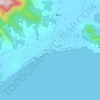Topografische Karte Ban Bang Khao, Höhe, Relief